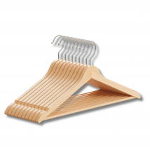 Hersig - Pack 6 Perchas de Madera Unidades - Perchero Elegante con Gancho Giratorio 360° Ahorro de Espacio