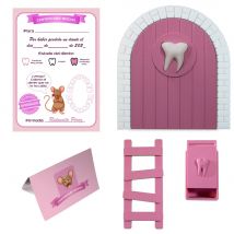MFS Myfuturshop® Puerta Ratoncito Pérez y Ada Mágica infantil que brilla en la oscuridad para dejar dientes de leche. Regalo Original para niño y niña. Caja para los dientes, Escalera y 4 certificados