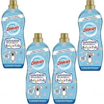 PACK 4 Suavizantes Disiclin Baby & Kids Hipoalergénico - 60 Lavados - Cuida la ropa de tus pequeños con suavidad y seguridad