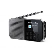 SHARP DR-P520(GY) Radio Digital de Bolsillo Osaka, DAB+, DAB y FM con RDS, BT 5.3, Pantalla a color de 2", Alimentación USB-C o batería de litio integrada, Altavoz integrado, mini Jack, bloqueo de