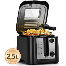 Aigostar- Freidora de Aire de 2.5L y 1650W, sin BPA, con Ventana de Visualización, Control y Display de Temperatura, Negra