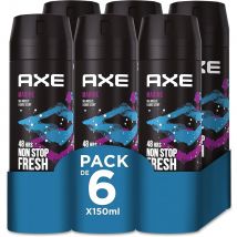 Axe Desodorante para Hombre Bodyspray Marine 150ml (Pack de 6) - Tecnologia Dual Action, Formula sin aluminio, Componente antiolor Zinc Complex 6, Huele irresistible a bergamota y limon, inspirada en