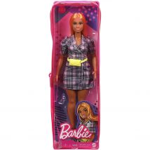 Barbie Fashionista Muñeca morena con vestido blazer con mangas abombadas y accesorios de moda Mattel GRB53
