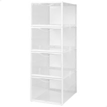 Max Home - 4 cajas de zapatos transparentes, apilables y antivuelco para hogar, Hasta T.46, 25x35x18,5 cm