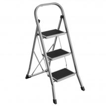 SONGMICS Escalera Plegable, Escalera con 3 Peldaños, Bloqueo de Seguridad, Fácil de Guardar, Carga