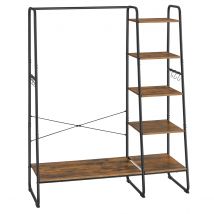 VASAGLE perchero para ropa, perchero con zapatero, estante de almacenamiento de 5 niveles, 6 ganchos