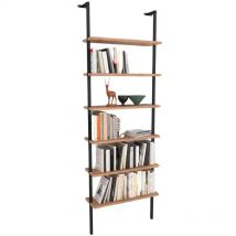 Miroytengo Estantería Librería Rus de Pared Roble Safir y Negro 60x183x20 cm