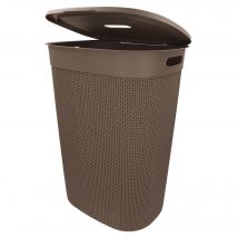 Curver - Cesto de ropa sucia multiusos, marrón, blanco o gris, asas laterales, resistente al agua y fácil de limpiar, plástico reciclado, cesta colada, diseño moderno y elegante, accesorios de hogar,