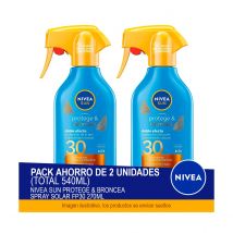 NIVEA SUN Protege & Broncea Spray Solar FP30 270ml - Pack ahorro de 2 unidades (total 540ml)