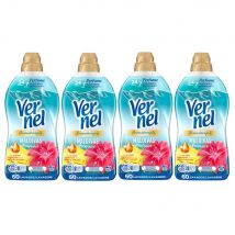 Vernel Suavizante Concentrado para la Ropa Aromaterapia Maldivas Relajantes 60 Lavados, Pack 4x60 = 240 Dosis, Suavizante Líquido Para Lavadora, Fórmula Duo-Caps, Perfume Duradero hasta 200 días, Ropa