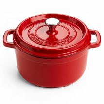 Olla Coccote hierro fundido esmaltado antiadherente 24 cm/ 3,6 litros 6/ 4 comensales, Olla con tapa redonda para cocinar con los sabores y nutrientes. Gourmet Tools de XSQUO Useful Tech - Roja, Azul,