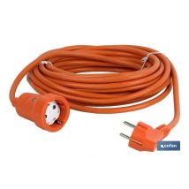 Cofan Prolongador de Cable Bipolar IP 44 | Toma de Tierra Lateral | Cable 10m Naranja