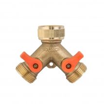 Pieza de grifo de 2 vías BR-2234, distribuidor de agua con válvulas de bola, fácil instalación, alta durabilidad y eficiencia, ideal para sistemas de plomería.