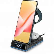 THOMSON CL750IS - Despertador y estación de carga 4 en 1 - Compatible con Android - Diadema LED luminosa para indicar la carga - Negro