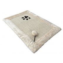 COTTECOTA- Alfombra para gato con pelota Beige 33 x 49 cm.Horizontal Alfombrilla Rascador Pared Gato,Protector Sofa Gatos Arañazo,Protege Muebles y Esquina. Piezas Alfombrilla para Rascar De Sisal