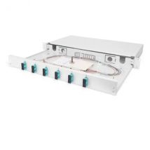 DIGITUS Caja de empalme de fibra óptica 6 acoplamientos - SC - OM3 - 1U - 19 pulgadas - Multimodo simplex - Con caja de empalme - Montaje en rack