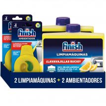 Finish 2 Limpiamáquinas Lavavajillas Limón + 2 Ambientador Lavavajillas Limón