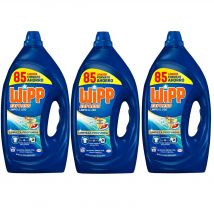 Detergente Líquido Wipp Express Limpio y Liso 85 Lavados, Pack de 3 para 255 Lavados, para Lavadora