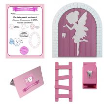 MFS Myfuturshop® Hada de los dientes Puerta mágica + Caja para el Diente + Escalera + 4 certificados de Diente Limpio. Regalo Original para niño y niña.