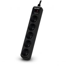 Cyberpower Tracer III B0520SC0-FR Voltage Limiter Black with 5 AC Outputs, 200-250V, 1.8m Cable, Surge Protection, EMI/RFI Noise Filter, 350 J Energy Rating, Ideal for Home and Office Use.