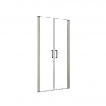 Mampara de Ducha Frontal Abatible Dos Hojas,Perfil Gris Mate,Vidrio Templado 5mm,(1110-1150)x1850mm