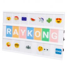 Caja A4 Luz RGB con 576 Emojis/Letras antidaño con esquinas redondeadas| Multitudes Emojis | Ä Ö Ü Ñ y Ç Incluidas |incorporada  barra imantada|Ideal para Regalo cumpleaños|Niñas|Mujeres|Navidad