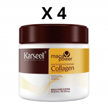 KARSEELL Pack de 4 - Mascarilla Pelo Máscara Capilar Reparación Profunda Cabello Seco y Dañado Colágeno Aceite de Argán Antifrizz Acondicionador Maca y Ácido Hialurónico Alisado Hidratación Intensa