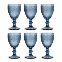 Bidasoa Blue Moon - Set 6 Copas Vidrio Azul Con Relieve 30CL Ecológicas