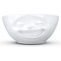 FIFTYEIGHT PRODUCTS - Cuenco Blanco con Cara Riendo en Relieve de Porcelana Dura de 350 Ml