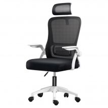 Silla de Oficina, para Gaming, Escritorio Ergonómica con Reposacabezas, Ajustable y con Soporte Lumbar  Respaldo de Malla Transpirable  Reposabrazos Abatibles de 90°  Giratoria 360° (SF168-001 6190