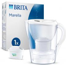BRITA Jarra Filtrante, Modelo Marella, 2,4L con Filtro MAXTRA PRO | 150L agua filtrada | Sin BPA | Apta lavavajillas | Indicador Memo | Reduce cal, cloro y metales | Diseño sostenible