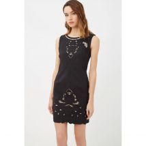 Vestido recto sin mangas dress elegante bordado aplicaciones metálicas ocasión especial tela suave negro talla L resalta figura cómodo ideal eventos formales o cóctel ✅Entrega 24/48h