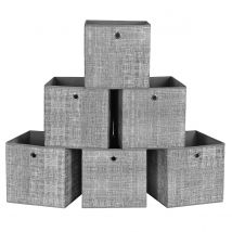SONGMICS Scatole portaoggetti pieghevoli Set da 6, 30 x 30 x 30 cm, per giocattoli, vestiti, Heather Grey