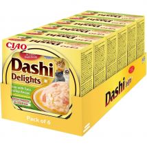 DASHI DELIGHTS de Inaba (6x70 gr) - Alimento Complementario Receta de Pollo con Atún y Vieiras para gatos