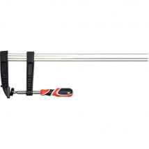 Yato YT-6450 F-Clamp 50 cm in Black, Red, Steel, made of Polypropylene, Steel, and TPR with jaw opening of 50 cm and includes jaw pads, perfect for secure gripping.