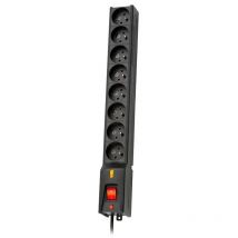 LESTAR 1966004062 multiple socket extension 5 m with 230 AC outlets for indoor use, black color, integrated on/off switch, 10 A maximum current, perfect for versatile power solutions with plug