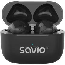 Savio - TWS-02 PRO auricular y casco Auriculares Inalámbrico Dentro de oído Música/uso diario USB Tipo C Bluetooth Negro TWS-02 PRO