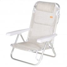 Aktive - Silla de playa plegable, multiposición, aluminio y textileno, asiento bajo, incluye cojín acolchado, asa de transporte, silla reclinable de playa, respaldo reclinable
