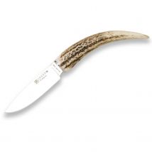 Cuchillo de caza Joker GABATO CC141, mango de asta de ciervo, hoja de 9 cm, con funda marrón, herramienta de pesca, caza, camping y senderismo