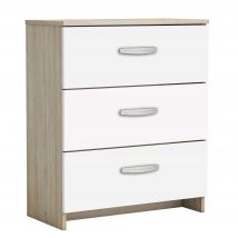 Cómoda Sinfonier Mesita Grande Con Cajones Color Blanco Y Roble Shannon 61x29x72 cm