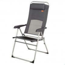 Aktive - Silla plegable, 48x63x114 cm, color gris, 6 posiciones, topes antideslizantes, cojín acolchado, respaldo alto, tejido poliéster de rejilla, peso soportado 110 kg, sillas de playa plegables,