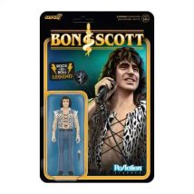 Super7 Bon Scott (estampado de leopardo) Figura de acción de Bon Scott de 9,5 cm con accesorio, coleccionables de clásicos del rock y juguetes retro
