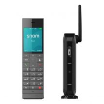 Snom HM201 - Teléfono fijo inalámbrico DECT para hostelería - Combinado Antibacterial con gran pantalla a color - Hasta 4 combinados por base - Teléfono con cable y elegante conforme a la RGPD