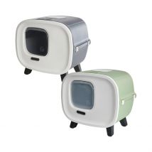 SAVIC Mira (55,5×44×49,5 cm) - Arenero Cerrado Premium para Gatos con Filtro de Carbón, Patas Antideslizantes y Acabado en Imitación Cuero - Colores Antracita o Verde Botánico