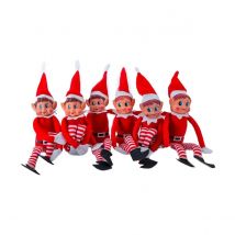 Pack de 6 elfos de felpa, ideal para preparar Navidad para niños y adultos - Pequeños Elfos travieso, figura divertida y flexible de Navidad