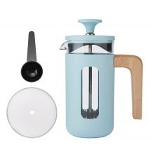 La Cafetière Cafetera Pisa, Azul cielo, émbolo y marco duraderos de acero inoxidable, con capacidad para 3 tazas, prensa francesa resistente al calor, elegante mango de madera natural, 350 ml