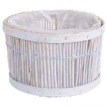 Cesto de bambú redondo blanco 18x18x11h cm