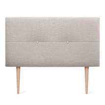 DHOME Cabecero de Lino Natural con Botones y Patas de Madera Cabezal Tapizado Cama Dormitorio Moderno