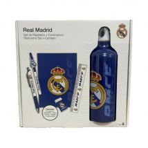 Set de papelería REAL MADRID con botella cantimplora de aluminio