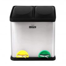 Cubo de Reciclaje Ecológico Wellhome de 16 Litros con 2 Compartimentos Independientes para Papel, Vidrio y Plástico